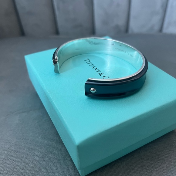 ❗️SOLD❗️Authentic Tiffany & Co. 1837 Midnight Titanium & Silver Cuff Bracelet - Picture 8 of 11
